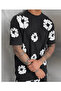 Trendy Floral Patterned Unisex Oversize Two-Piece Set - 4
