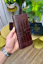 Creen Croco Brown Real Genuine Leather Phone Wallet Unisex (Men-Women) Valentine's Day Gift - 2