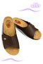 Women's Slippers – Velcro Leather Women's Slippers with Gel Heel Spur Support, Brown - 3