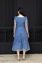 Full Beaded Square Neck Midi Dress - Indigo Blue - 7