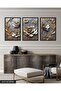 Gold Leaf Silver Flower 3 Piece Wooden Framed Painting Act - 3