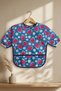 Blue Strawberry and Daisy Patterned Liquid-Proof Baby Food and Activity Bib with Pockets and Sleeves for 6-24 Months - 4