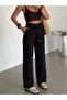 Lace-up muslin pants - black - 3
