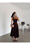 Lace detail midi dress - coffee - 2