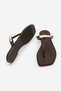 Women's Blunt Toe Flip Flops with Gold Metal Accessories, Daily Slippers, Lusina Brown Satin - 8