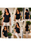 Women's Round Neck Viscose Blouse with Open Shoulder Detail - 2