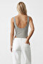 Women's Gray U-Neck Stretch Snap Fastener Bodysuit Alc-X15537 - 5