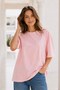 Women's 3-Piece Oversize T-Shirt Set White Brown Pink – Crew Neck, Comfortable Fit, 100% Cotton - 5