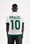 Men's Brazil Patterned Knit Knitwear T-Shirt White - 6