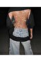 Women's Black Stone Back Detailed Oversize T-Shirt