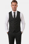 Men's Black Slim Fit 3-Piece Suit – Stylish Suit with Checkered Plaid Pattern Vest 2600517 - 4