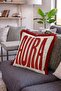 Aura Text Printed Fringed Cushion Cover - Red Tasseled Typographic Pillow Cover - 2