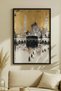 Gold Textured Abstract Kaaba and Grand Mosque Single Wooden Painting - Black Wooden Framed Home and Business Painting - 2
