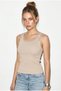 Women's Beige Stone Detailed Ribbed Cotton Athlete Blouse 2143 60286266 - 3