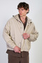 Men's Hooded Raincoat with Snap Fasteners - Stone - 2