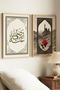 Radiyallahu Anh Gül and Cami Themed Double Wooden Table with Natural Wood Frame for Home and Business - 3