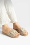 Open Front Bow Tie Detail Straw Knit Women's Slippers Beige