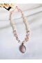Pink Quartz Natural Stone Drop Pendant Necklace 47 cm - 3
