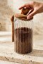 Acacia Wood Heart Lid Glass Jar with Spoon 760 ml - Large Size Slotted Storage Container - 4