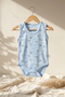 Baby Light Blue Nautical Patterned Sleeveless 100% Cotton Snap-On Bodysuit - Marine Series - 2
