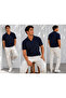 Men's Short Sleeve Ribbed Knit Open Polo Collar T-Shirt 271200 - 6