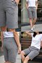 Women's Gray Button Model Pocketed Bel Elastic Drawstring Combed Cotton Comfortable Above Knee Shorts 26Ksrth333 - 3
