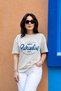 Women's Gray Cotton Oversize Printed Lycra Crew Neck T-Shirt - 2