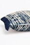 Batik Striped Fringed Throw Pillow Cover - Navy Blue Tasseled Cream Pillowcase - 6