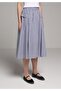 Midi Striped Women's Navy Blue Skirt - 4