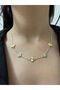 Vip Premium Jeweler's Silver Color 5-Piece Flower-Figured Steel Gold Necklace Set of Five - 3
