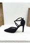 420 Women's Stoned Tulle Detailed Ankle-Tied Thin Heeled Semi-Open Evening Dress Stiletto - 3