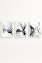 White Wooden Framed 3-Piece Black Pencil Design Painting Huhu518 - Triple Painting Set White Frame