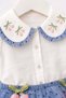 Baby Girl Tulip Embroidered Muslin Blouse and Polka Dot Tutu Skirt Set - 5