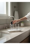 Marble White 23X12 cm Silver Beaded Footed Oil Dispenser and Liquid Soap Dispenser Stand