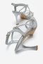 Women's Cross Stone Heeled Sandals with Painted Heel and Silver Glitter - 4