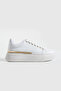 Sovix Women's Gold Detailed Lace-Up Sneaker White