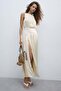 Gathered satin dress