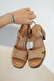 Alina Genuine Suede Leather Platform Heeled Shoes Tan - 2