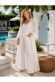 Premium Glitter Woven Yoryo Chiffon Long White Beach Kimono – Resort Beachwear - 4