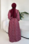 Floral Patterned Tie Dress - Burgundy - 6