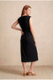 Women's Regular Fit Crew Neck Short Sleeve Black Jacquard Cotton Midi Dress Mara - 3