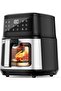 Digital Air Fryer, 5L Capacity, Touch Screen Control, LED Display, Viewing Window, Black and Silver