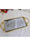Rectangular Tray with Handle, Made of Cast Metal, 35*24 Gold - 3