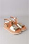 Seç 83 Genuine Leather Padded Heel Sandals (Heel Height: 5 cm) Gold - 3