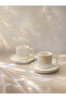 2-Person Porcelain Striped Modern Coffee Cup Set 100ml - 2