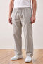 Men's Dad Comfortable Fit Gray Linen Raw Fabric Trousers - 3