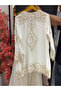 White Georgette Embroidered Palazzo Set with Dupatta - HRT7802 | White
