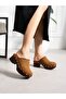 Hi̇stor Tan Suede Heeled Women's Slippers - 2