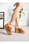 Willoy Tan Suede Wedge Heeled Women's Slippers - 3