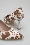 060 Women's Vivid Leopard Pattern Stoned Pointed Toe Silver Metallic Heels Evening Party Stylish Daily Combinations Evening Dress Shoes - 4